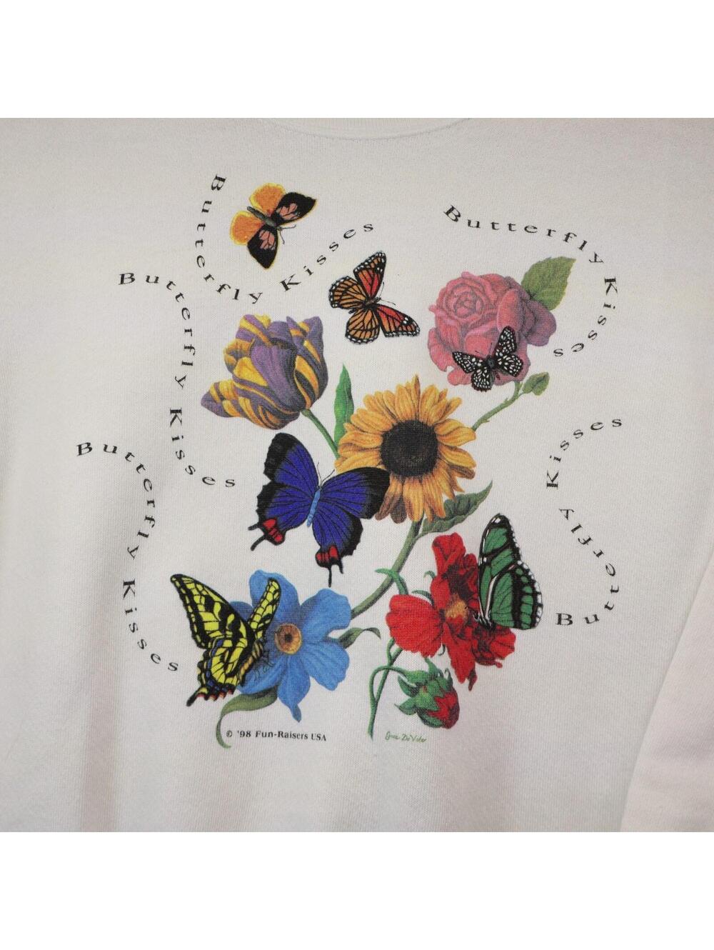 Lee Sweater Women Medium Butterfly Sunflower Cotton y2k Crew